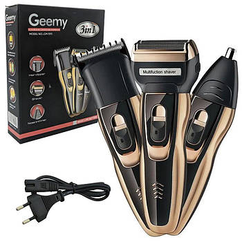 Електробритва-триммер 3в1 Geemy GM-595 / Бездротова машинка для стрижки волосся, бороди та носа / Бритва-тример