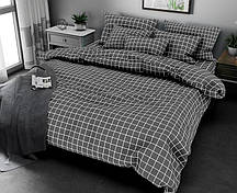 Євро комплект постільної білизни стандартний, принт: Клітинка сіра мала