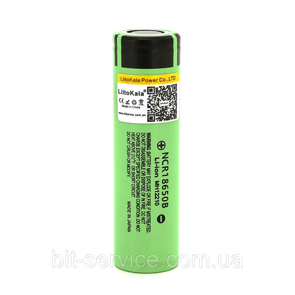 Акумулятор 18650 Li-Ion LiitoKala Lii-34B, 3400mah (3200-3400mah), 3.7V (2.75-4.2V), Green, PVC BOX