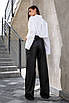 Жіночі чорні брюки-палаццо із екошкіри, фото 5