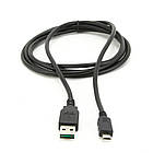 Кабель USB 2.0 (AM/Micro 5 pin) 1,8 м, чорний, Пакет Q250