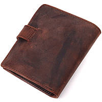Компактный мужской бумажник из добротной винтажной кожи KARYA 21328 Коричневый высокое качество