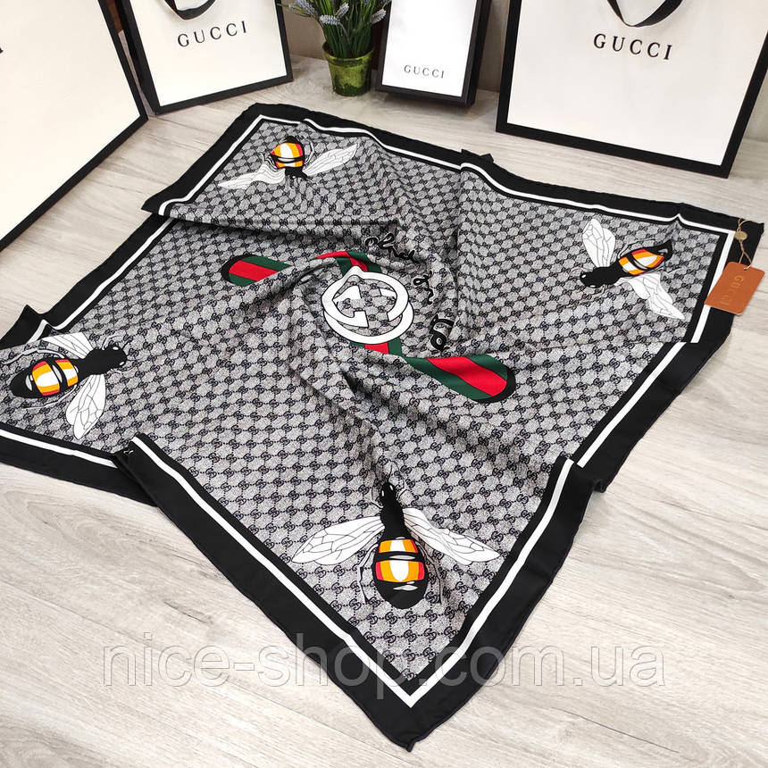 Хустка Gucci шовкова з ручною підшивкою, фото 1