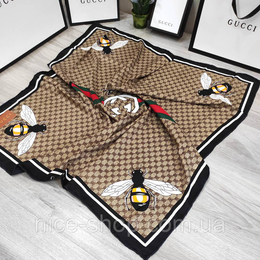 Хустка Gucci шовкова з ручною підшивкою, фото 1