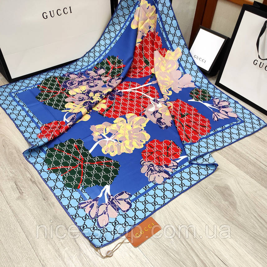 Хустка Gucci шовкова з ручною підшивкою, фото 1