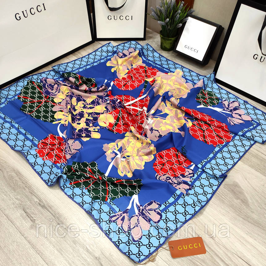 Хустка Gucci шовкова з ручною підшивкою, фото 1