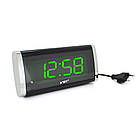 Electronic clock VST-730, alarm clock, cable powered 220V, Light Green Light