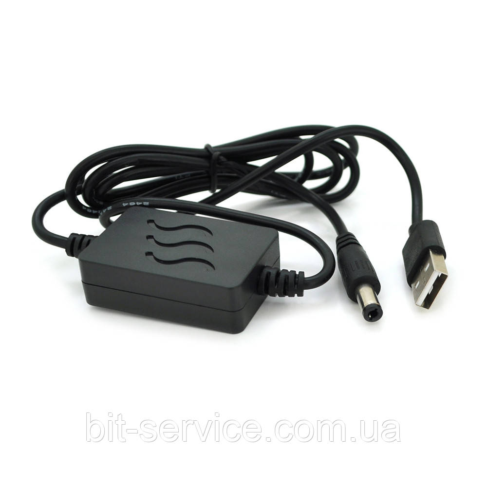 Кабель для роутера 5.5/2.5 mm (M) => USB2.0 (Out: 12V 1 А), 1 м, Black, OEM