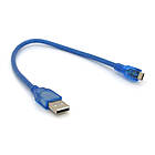 Кабель USB 2.0 (AM / Місго 5 pin) 3м, прозорий синій, Пакет