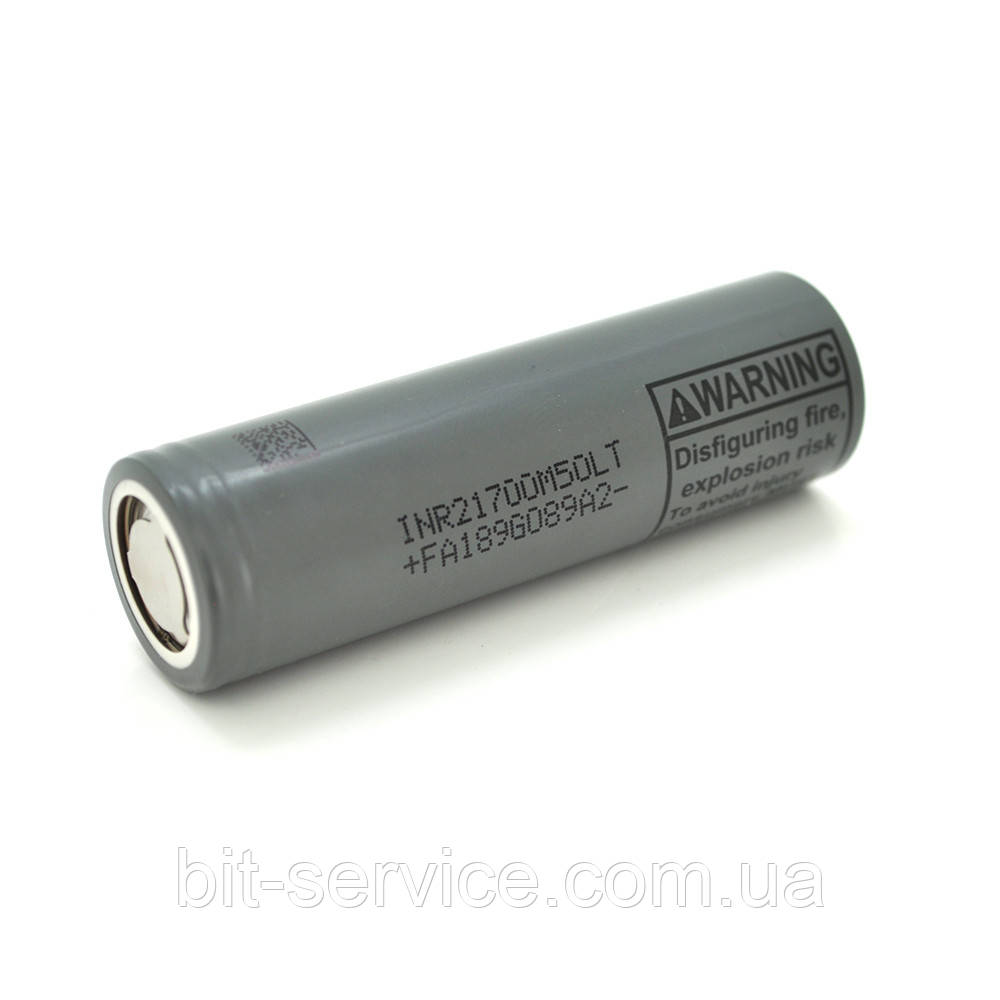 Акумулятор 21700 Li-Ion LG INR21700 (M50LT), 5000mAh, 7.2(14.4)A, 4.2/3.69/2.5V, Gray