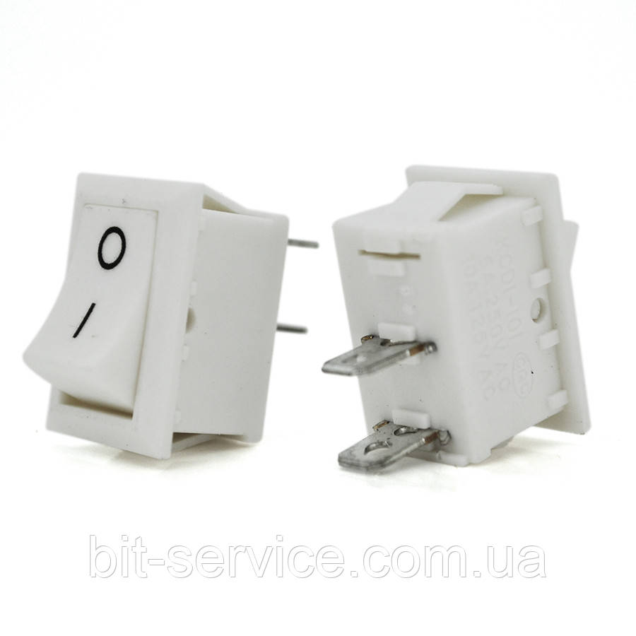 Перемикач ON-OFF KCD11-101 Small, 250VAC / 3A, 2 контакта, White,  Q500