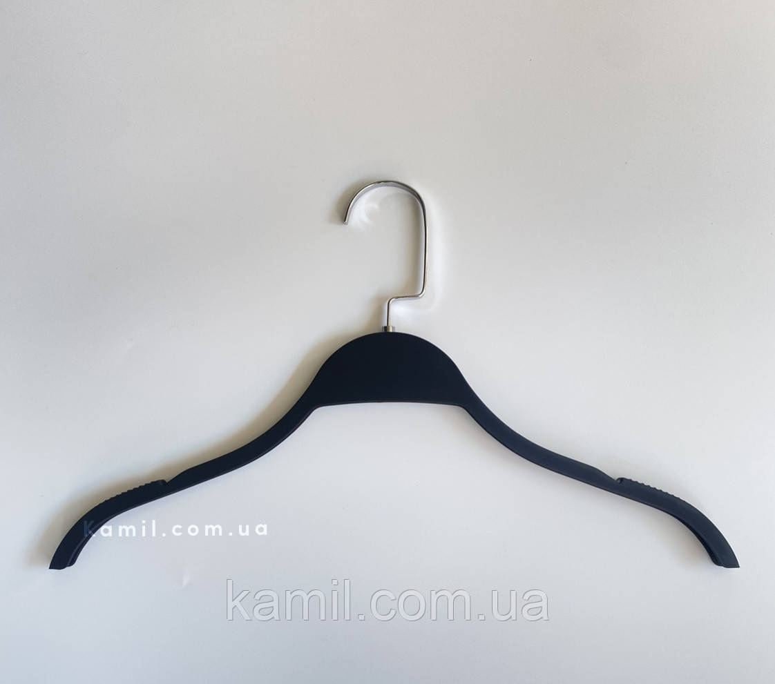 Вішалки плічка тремпеля пластмасові чорні матові для одягу 40 см