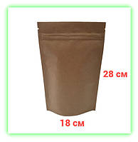 Бумажный дой пак пакет крафт бурый с зип замком 180х280 мм, коричневый пакет для чая с клапаном (От 100шт.)