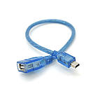 Кабель USB 2.0 AF/Mini-B OTG, 0.3m, прозорий синій