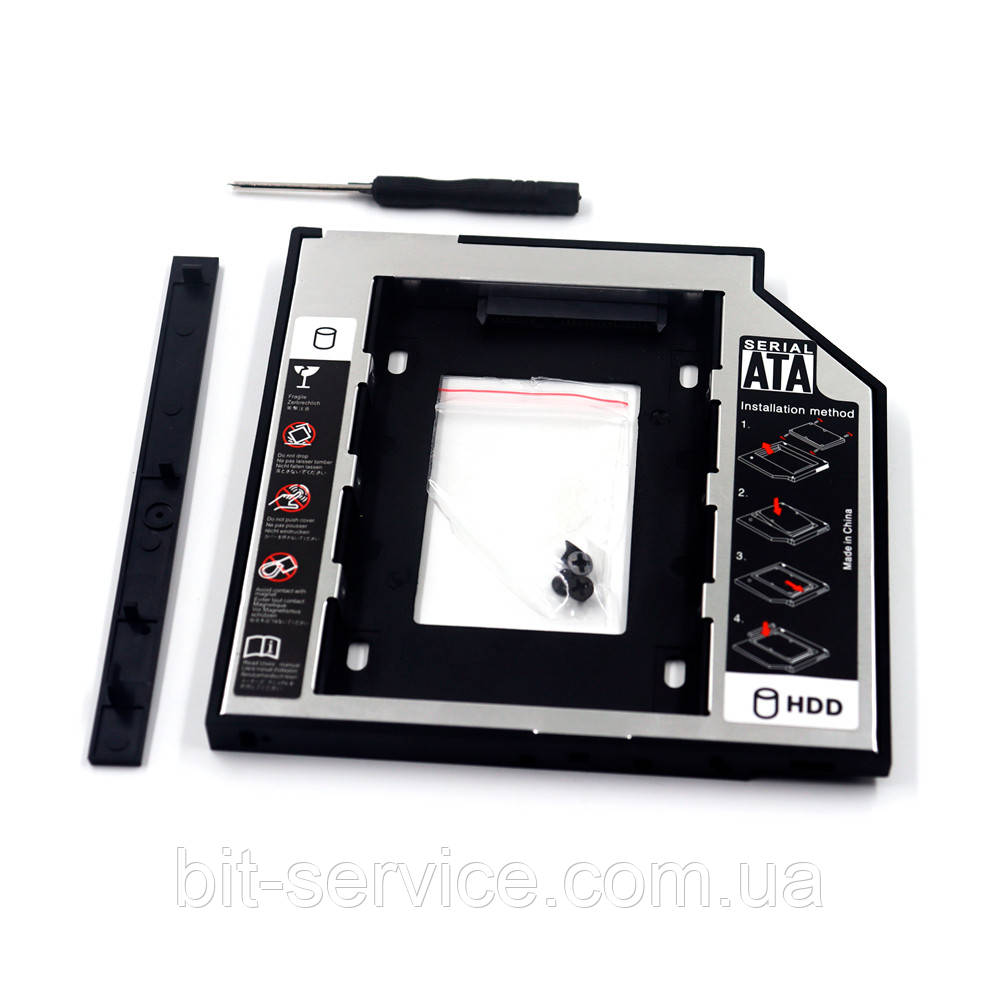 Адаптер підключення HDD 2.5 '' 12.7 mm в відсік приводу ноутбука SATA / mSATA (HDC-25), корпус