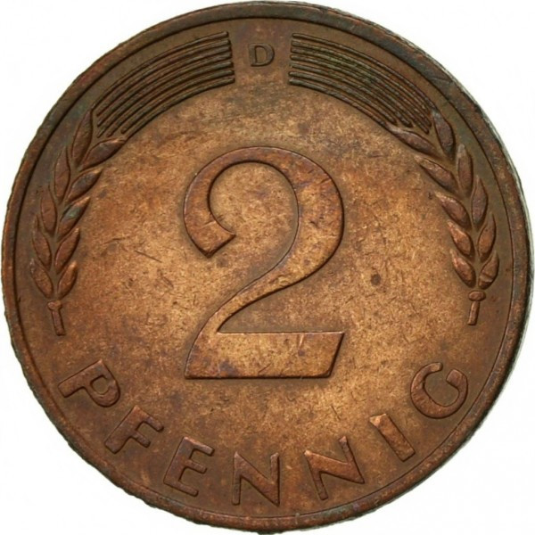 Монета Німеччини 2 пфенниги 1950-96 рр.