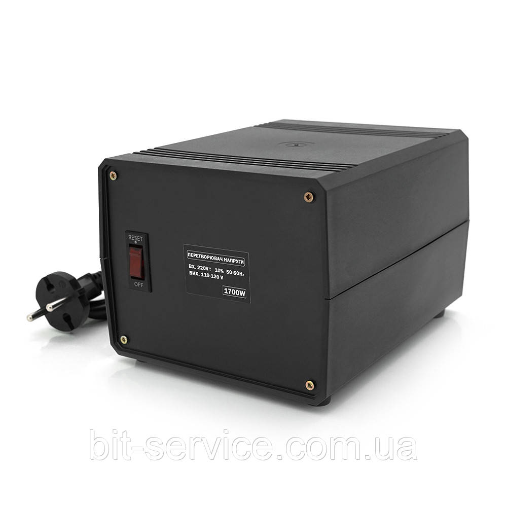 Перетворювач напруги понижуючий MERLION PN-1700, Input 220 V/Output 110V, 1700W, трансформаторний