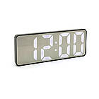 Електронний годинник VST-898 Дзеркальний дисплей, з датчиком температури та вологості, будильник, живлення від