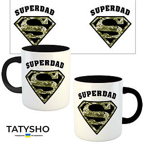 Горнятко / чашка "SUPERDAD" піксель Чорний