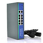 Комутатор POE 48V з 8 портами POE + 2 порти Ethernet (UP-Link) 100Мбит, c посиленням сигналу до 250метров, БП