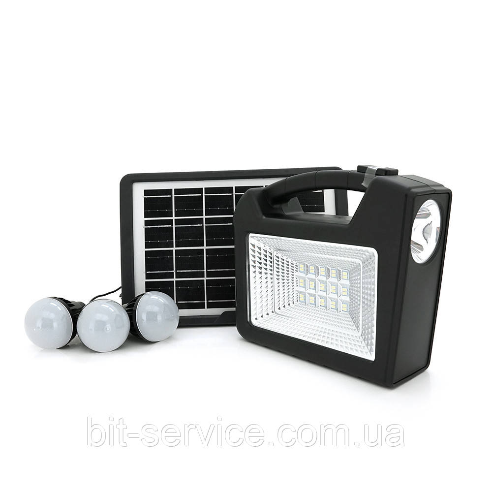 Переносний ліхтар CL25+ Solar, 1+1 режим, 1+15Led, вбудований аккум-Powerbank 10000mAh, 3 лампочки 3W, USB