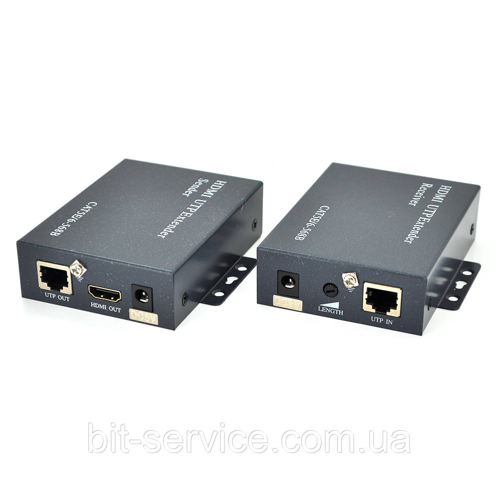 Одноканальний активний подовжувач HDMI сигналу по UTP кабелю. Дальність передачі: до 200 метрів, cat5e / cat6e