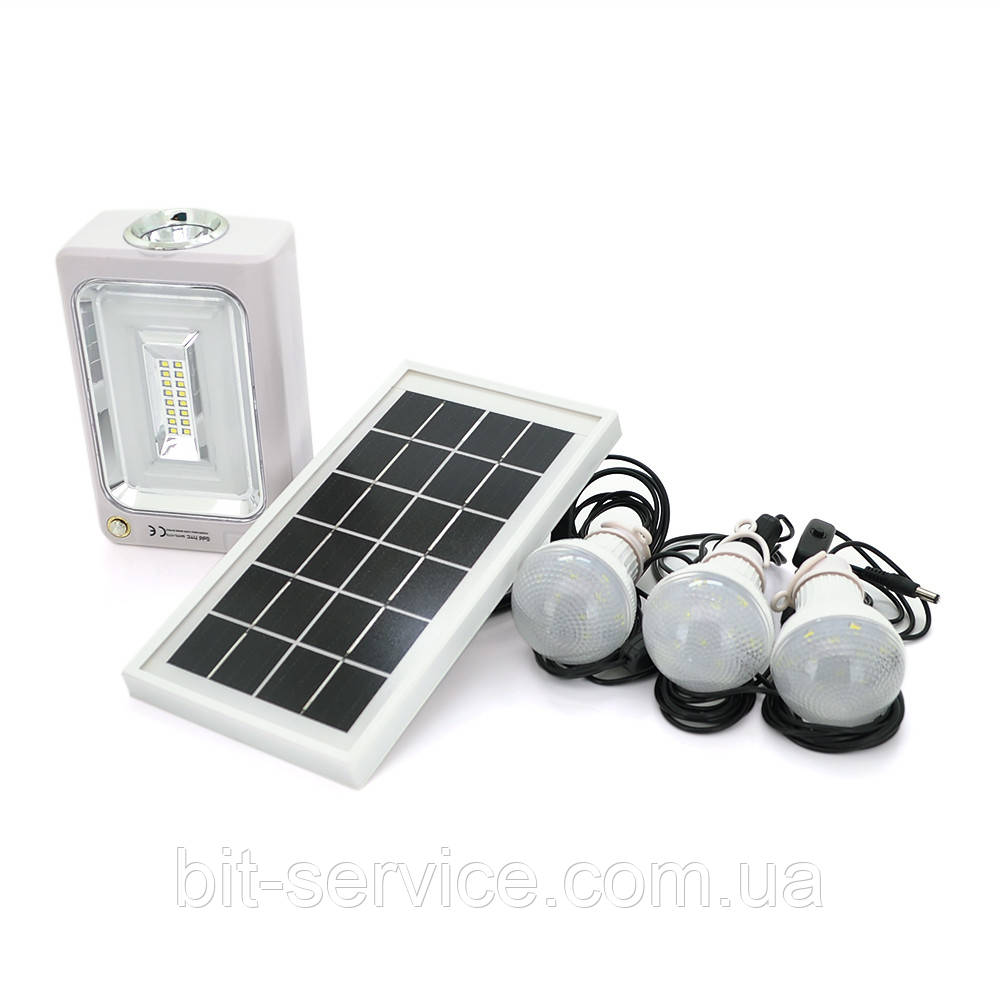 Переносний ліхтар Gold GHTC-1173+Solar, 1+1 режим, вбудований акум, 3 лампочки 3W, USB вихід, Black/Orange