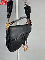 Стильная женская сумка через плечо Dior Saddle, черного цвета, Маленькие женские сумки, два широких ремешка