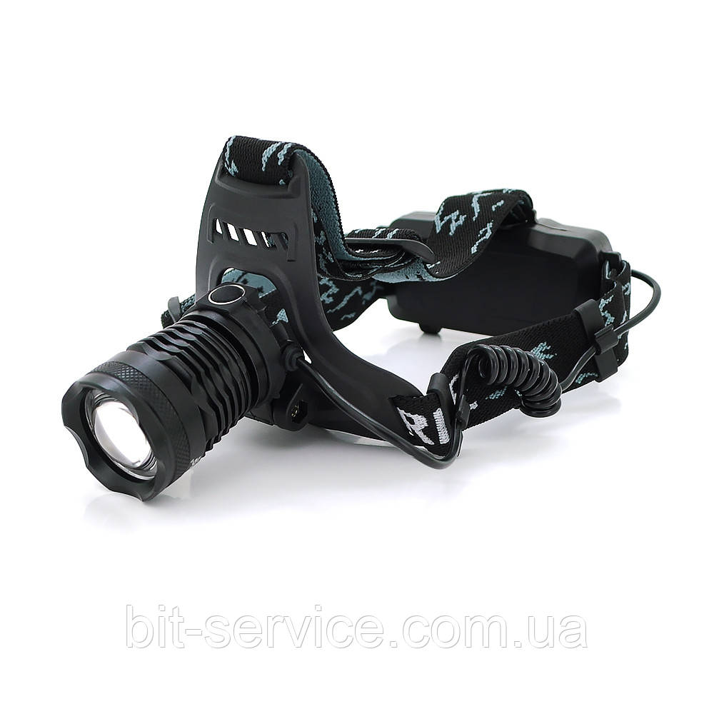 Налобний ліхтарик Bailong BL-803-P50, 5W, Zoom, 3 режими, корпус-пластик, водостійкий, ip44, живлення 2*18650,
