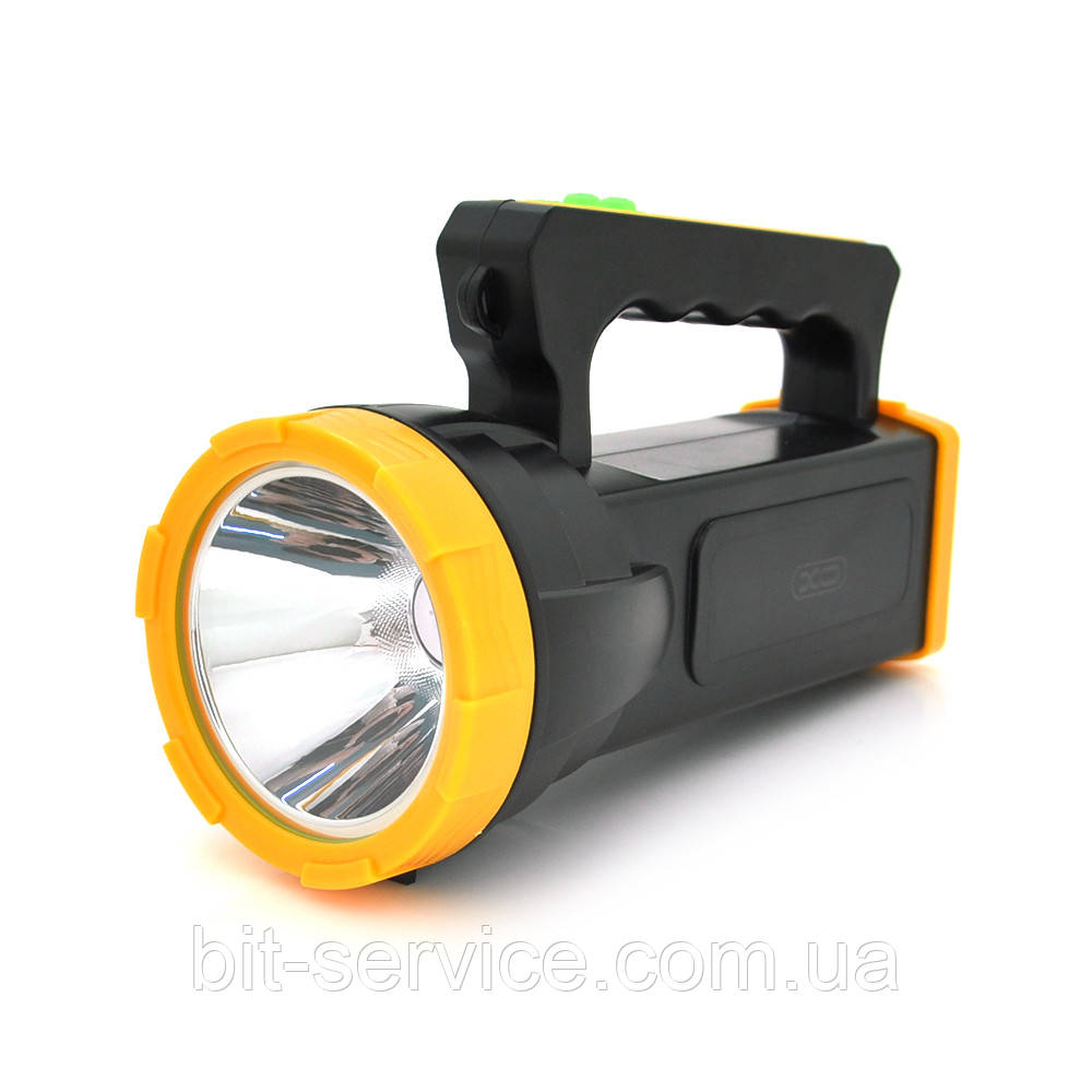 Ліхтар пошуковий XO XO-YH02, 1LED T6, 3W, 3 режими, 1200mah, Black/Yellow, IP40, USB кабель, 195х85х130мм, BOX