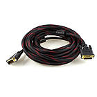 Кабель Merlion Dvi-Dvi 1.5m, 2 ферита, обплетення, Black / Red, 24 / 24pin, (Пакет) Q150