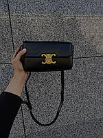 Celine Triomphe Shoulder Bag In Shiny Calfskin Black 22.5x14x5 женские сумочки и клатчи высокое качество