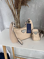 Prada Mini Light Beige 22х12х6 высокое качество женские сумочки и клатчи высокое качество