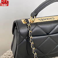Повседневная сумка через плечо Chanel с двумя большими отделениями черного цвета с фурнитурой золотого цвета