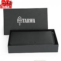 Мужской клатч из натуральной кожи TARWA GA-6060-4lx RFID чёрного цвета с петлей на руку высокое качество