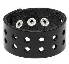 Широкий браслет з натуральної шкіри з двома рядами декоративних отворів