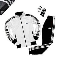 Чоловічий спортивний костюм Adidas білий + подарунок высокое качество