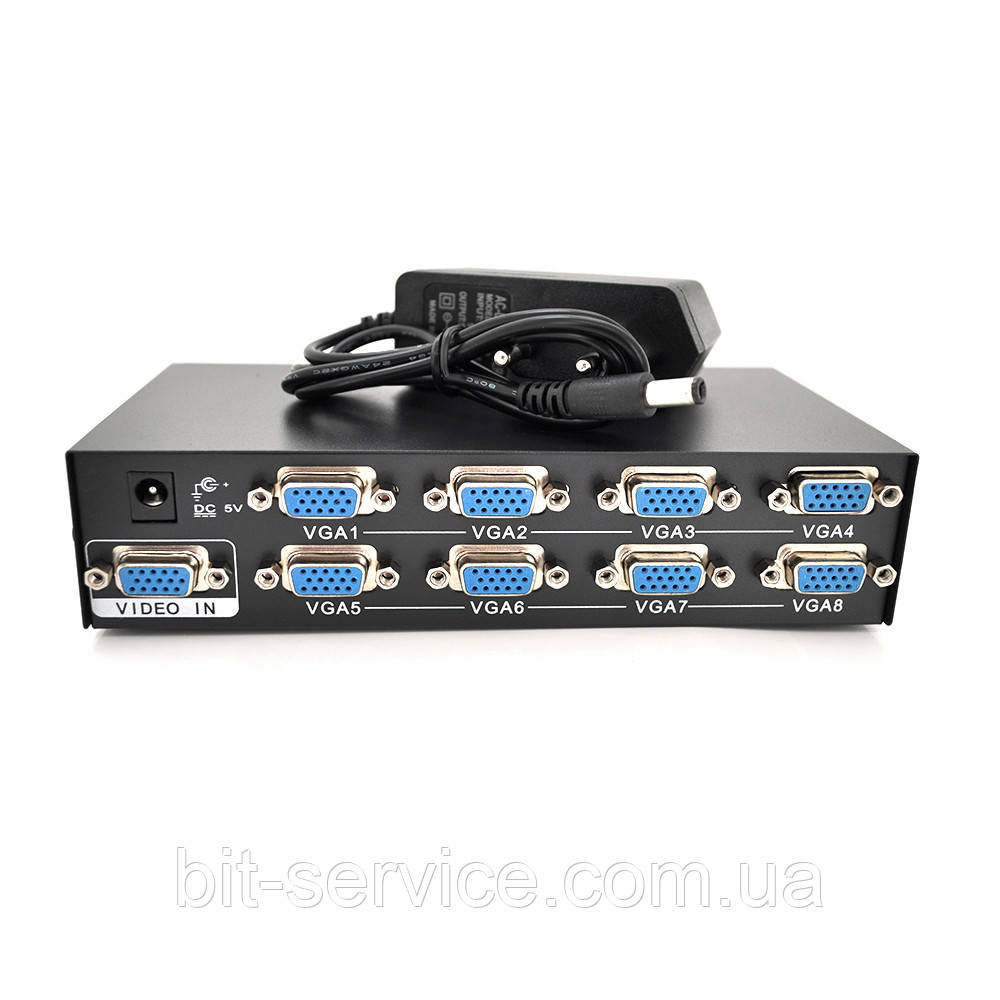 Активний спліттер VGA сигналу KV-FJ2508S 150MHz 8 Port, DC5V / 2A