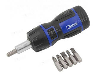 Викрутка з тріскачкою SL4, 5, 6 мм, PH1, 2, 3, CrV6150, HRC 51-54 7 насадок, ТМ Kubis BP