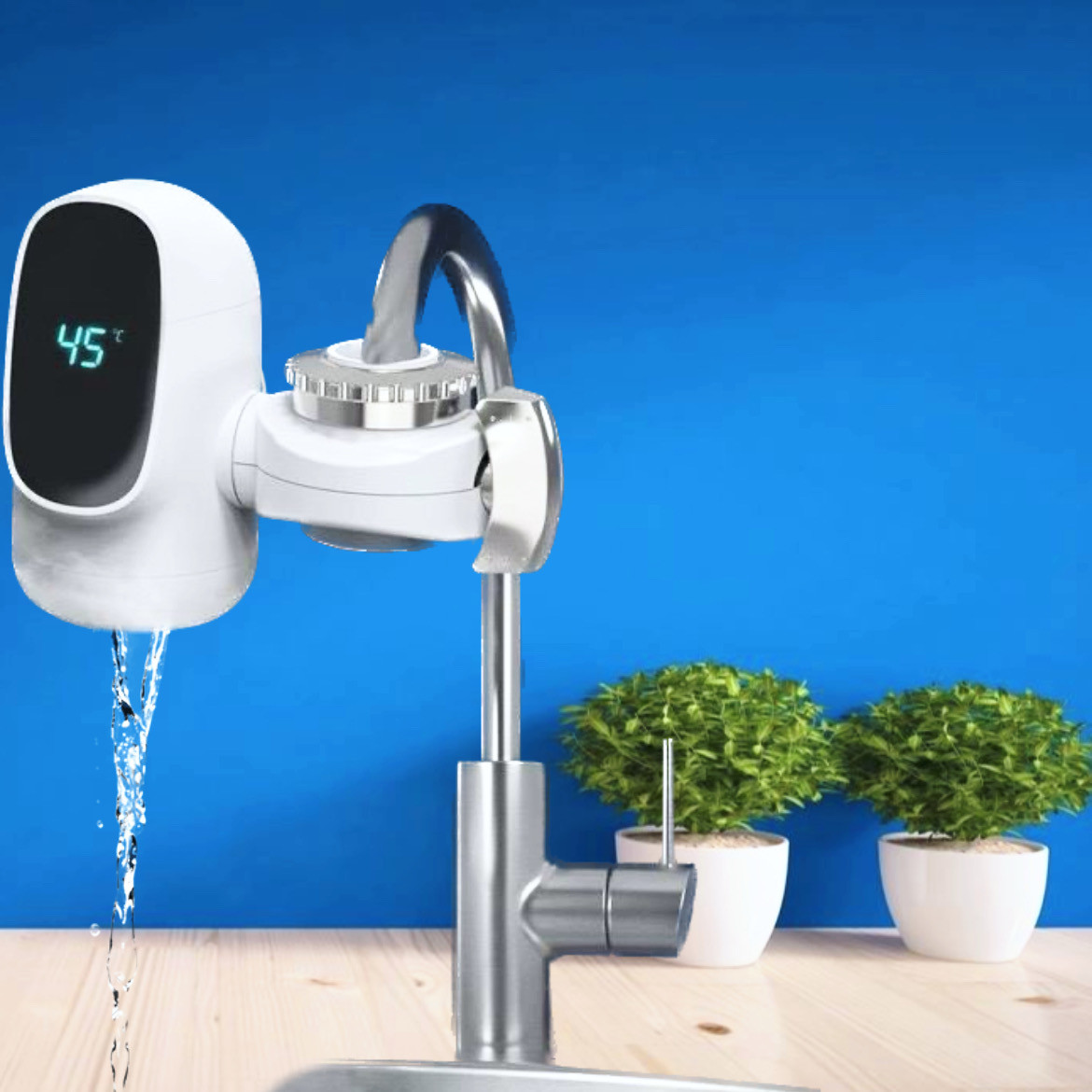 Бойлер для нагрівання води WATER HEATER ZSW-D03 Проточний водонагрівач міні бойлер насадка на кран із дисплеєм