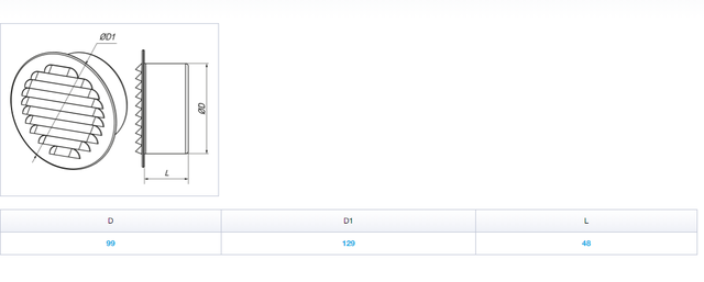 Припливно-витяжна решітка металева серії ВЕНТС МВМО 100 бВс Ц ВЕНТС МВМО 100 бВс Ц