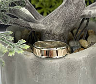 Серебряное обручальное кольцо с золотыми пластинами