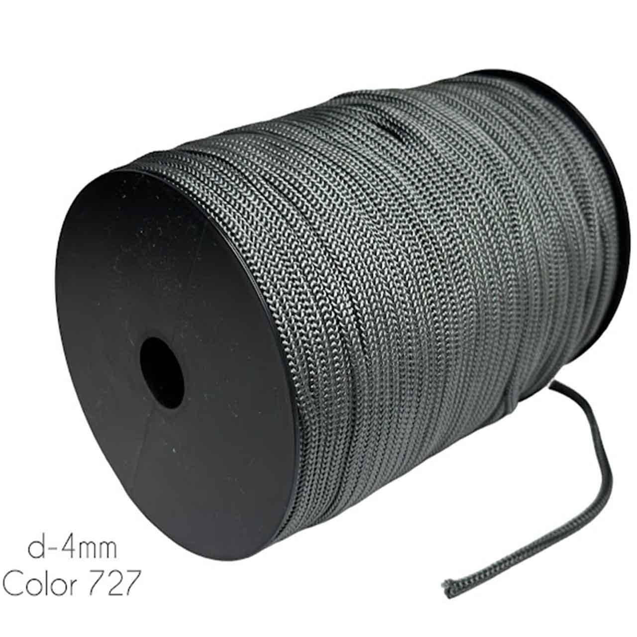 Шнур плетеный, цвет темно серый, ширина 4мм (150м /моток) - фото 1 - id-p1947107366