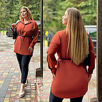 Повсякденна подовжена жіноча блузка теракот (8 кольорів) НФ/-3645