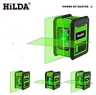 Лазерный уровень, нивелир Hilda mini 2 луча зелёный луч