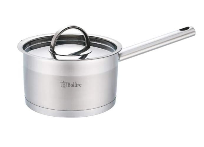 Ковш с нержавеющей стали со стекляной крышкой BOLLIRE 16 см 1.8 л, Ковш ...