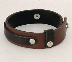 Браслет вузький з натуральної шкіри декорований шкіряними смужками з хольнітенами