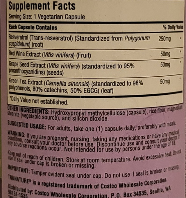 Купити Trunature Resveratrol Plus 140 капсул ресвератрол, екстракт