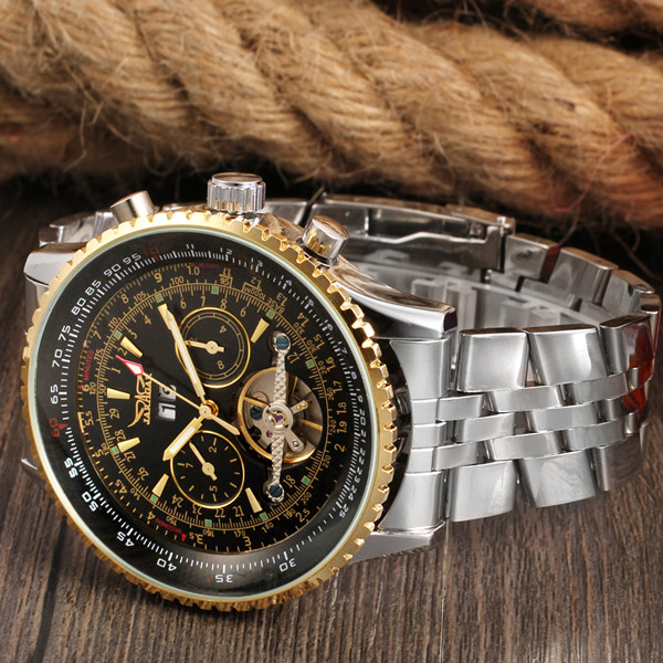 Чоловічий механічний класичний наручний годинник срібний Jaragar Luxury Shoper