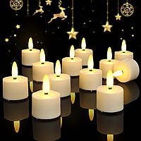 ZIYOUDOLI 12 светодиодных маленьких свечей, беспламенные свечи с мерцанием, теплым и романтичным белым теплым
